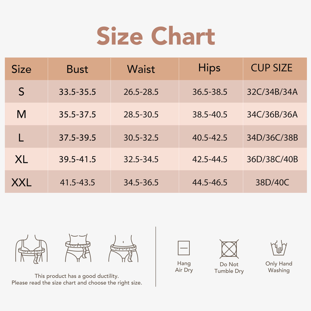 Joyshaper Built in Bra U-Plunge Backless Shapewear Thong Bodysuit size guide