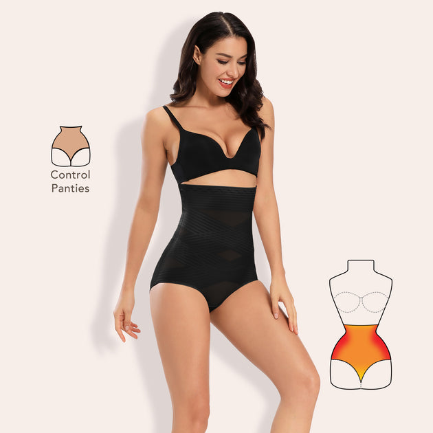 Joyshaper Waist Cross Compression Shapewear Shorts for Women Tummy Control  Body Shaper Thigh Slimmer Panties Fajas Colombianas(Black-XL)