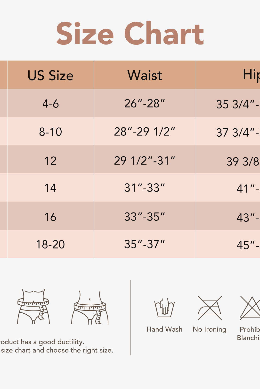 Joyshaper Elastic Anti-Chafing Shorts Size Chart