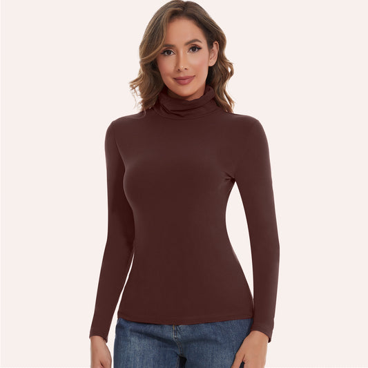 Joyshaper Cotton Stretch Long Sleeve Mock Turtle Neck Top