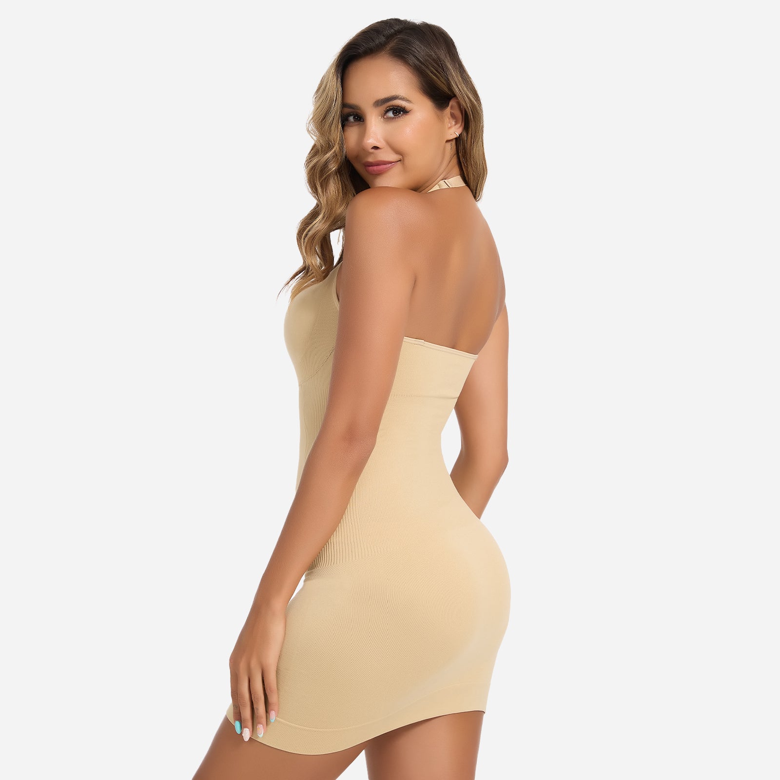 Joyshaper Halter Slip Dress Shapewear with Removable Cups Tummy Control Nude / S