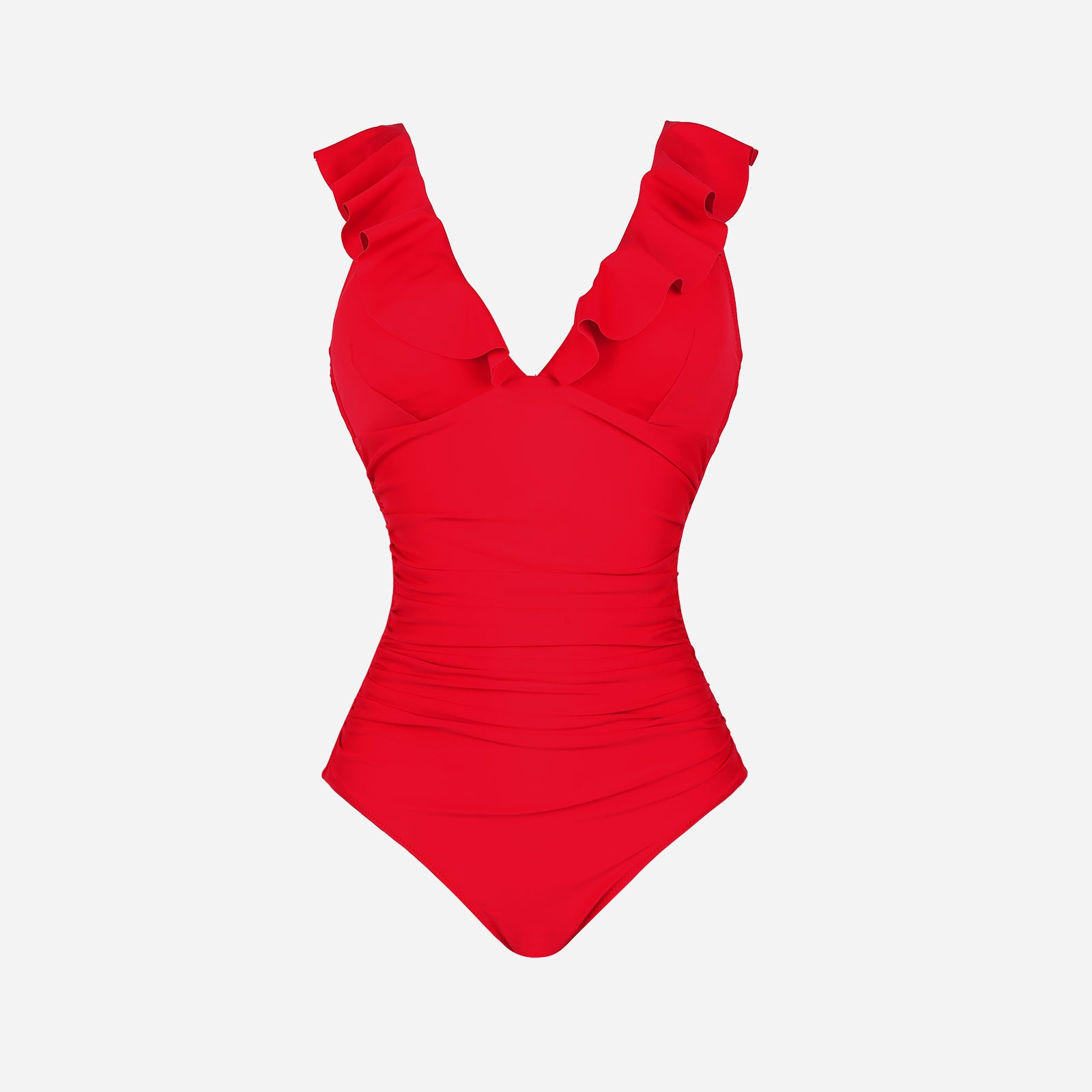 Joyshaper One Piece Tummy Control Ruffle V Neck Swimsuit