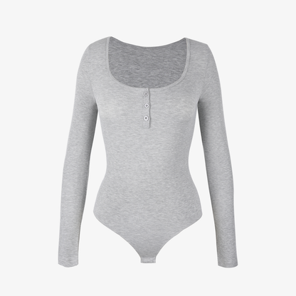 Joyshaper Ribbed Henley Long Sleeve Bodysuit