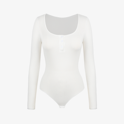 Joyshaper Ribbed Henley Long Sleeve Bodysuit