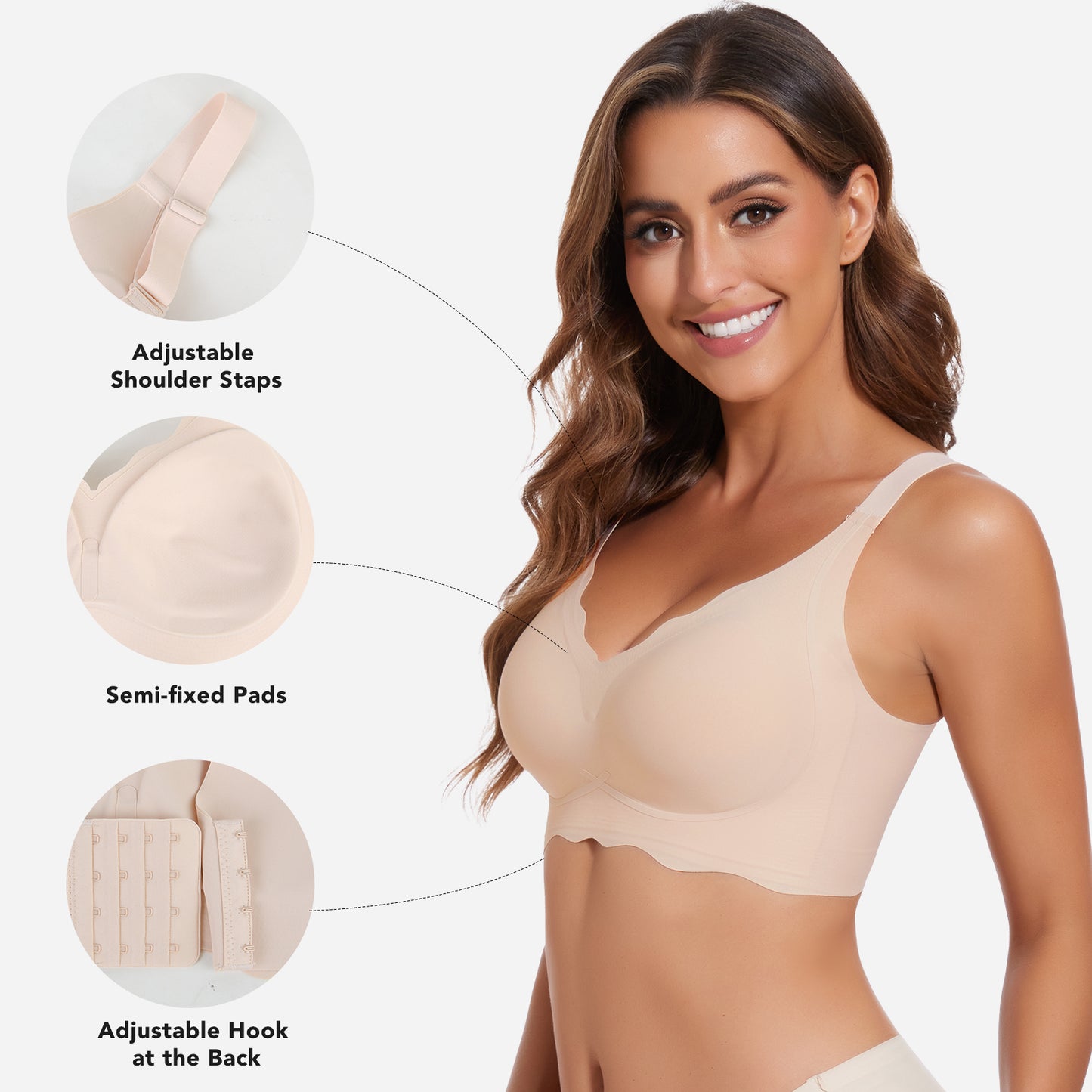 Joyshaper Seamless Adjustable Underwire-Free Smoothing Bra