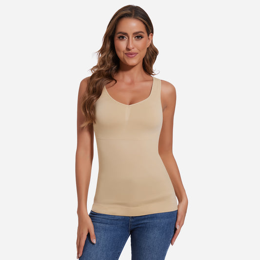 Joyshaper V-Neck Seamless Shapewear Tank With Padded Bra