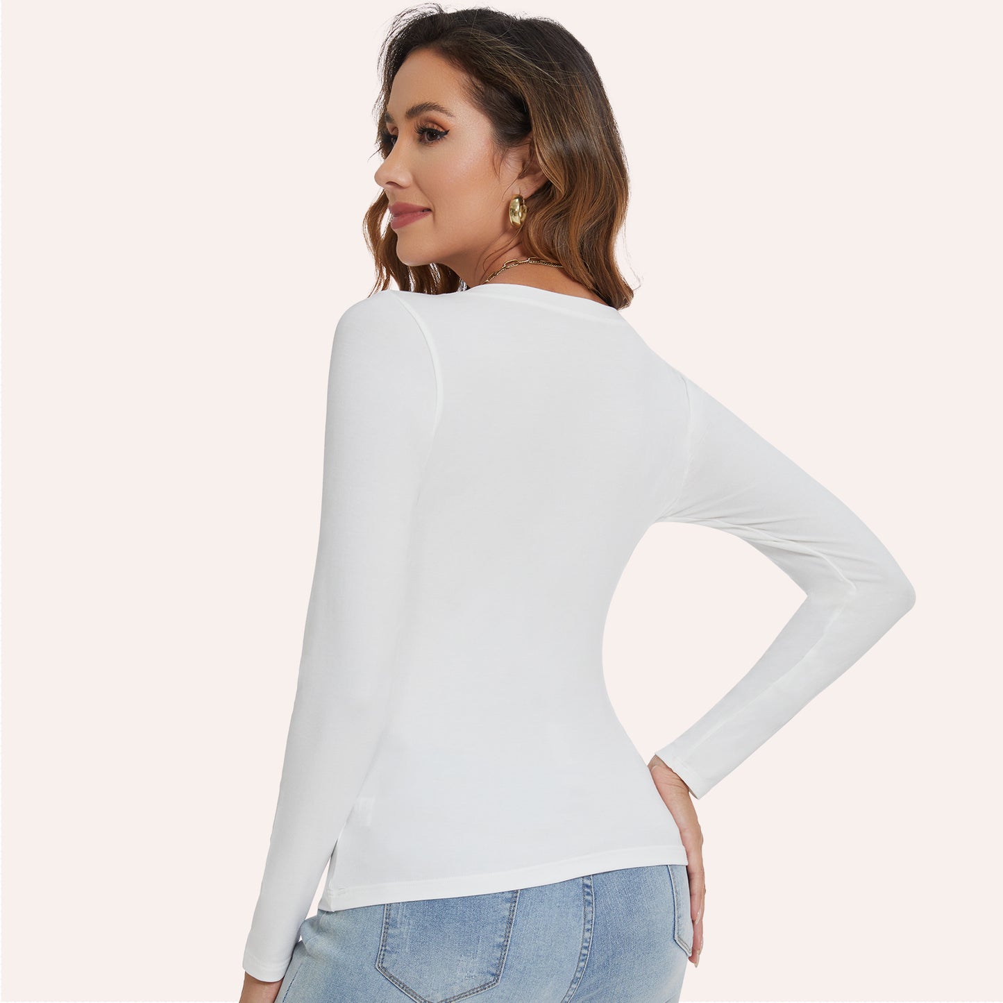 Joyshaper V Neck T Shirt Slim Fit Long Sleeve Tops Tee