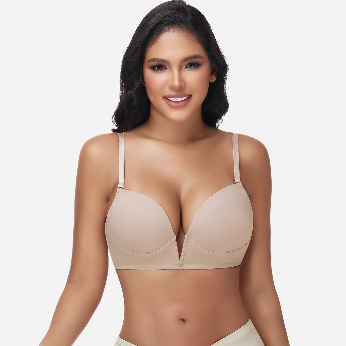 bras for deep v neck and backless dress Joyshaper Plunge Push-Up Low Cut Bra with Clear Straps A-Line Cocktail Dresses Corsets Country wedding dress Comfortable underwire support US Size:4