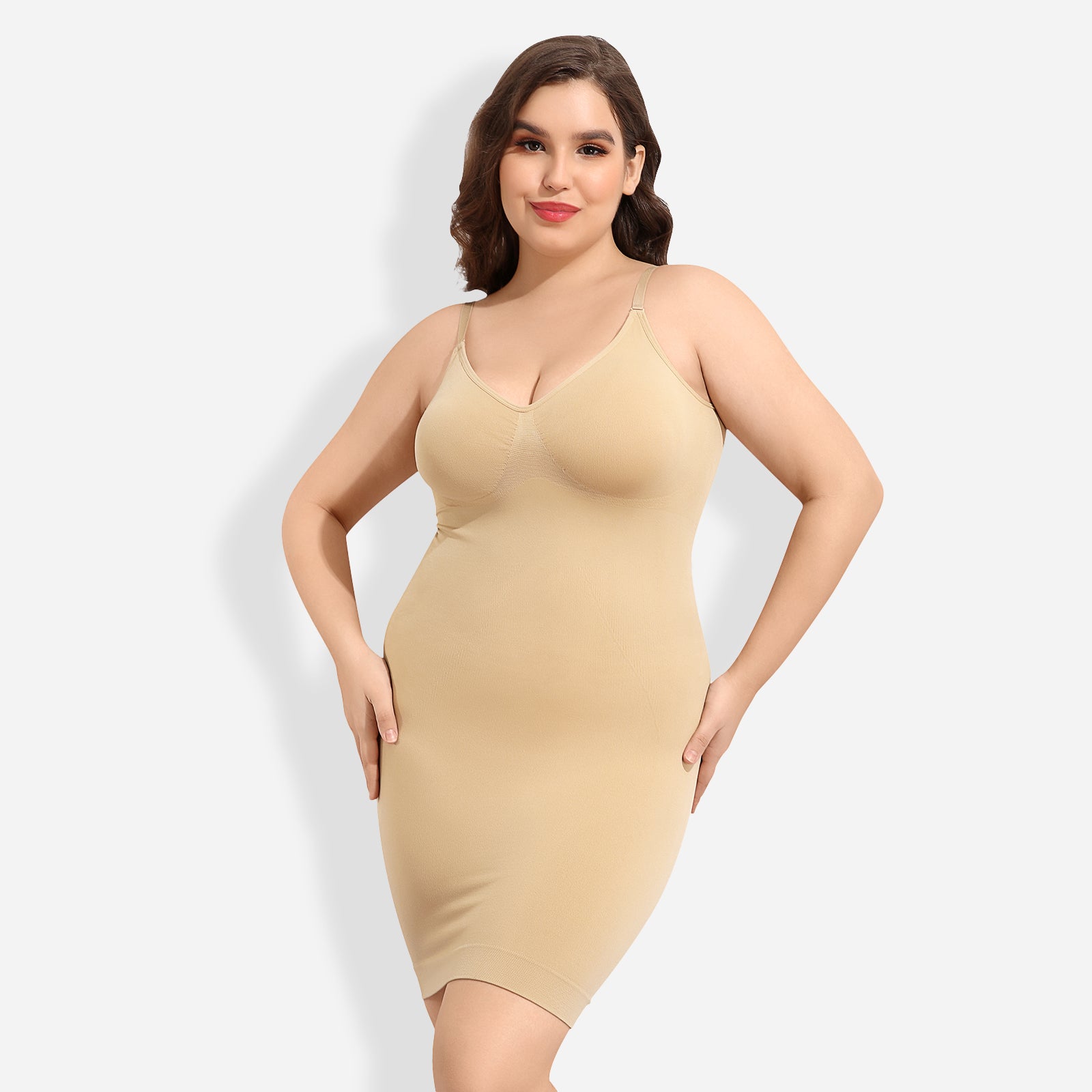 Joyshaper V-Neck Seamless Shapewear Slip Dress White / M Joyshaper V-Neck Seamless Shapewear Slip Dress White / M