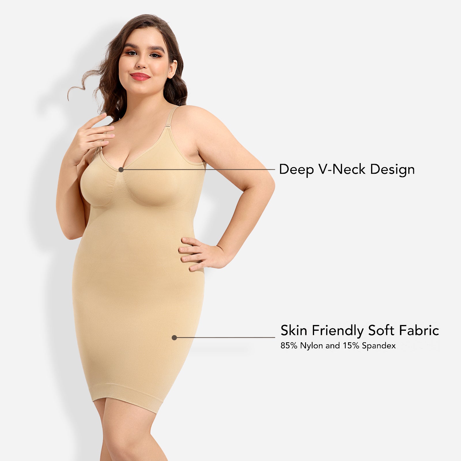 plus size shapewear slip dress MERYOSZ Body Shaper for Women Tummy Control Full Under Dress V Neck Spaghetti Straps Lingerie (Beige, Small) at Amazon Women's Clothing store The adjustable straps ensure a perfect fit for different body shapes Joyshaper V-Neck Seamless Shapewear Slip