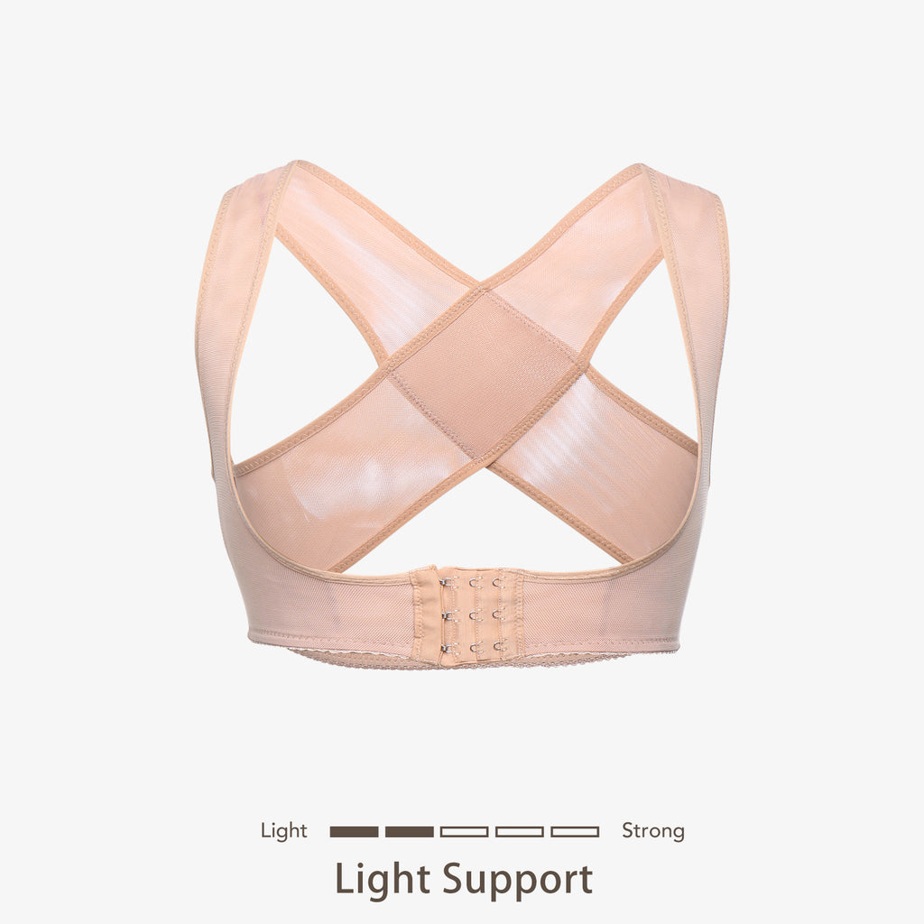 Chest Brace Up for Women Posture Corrector Shapewear Tops Breast Support  Bra Top X Strap Bras (Beige, Large)