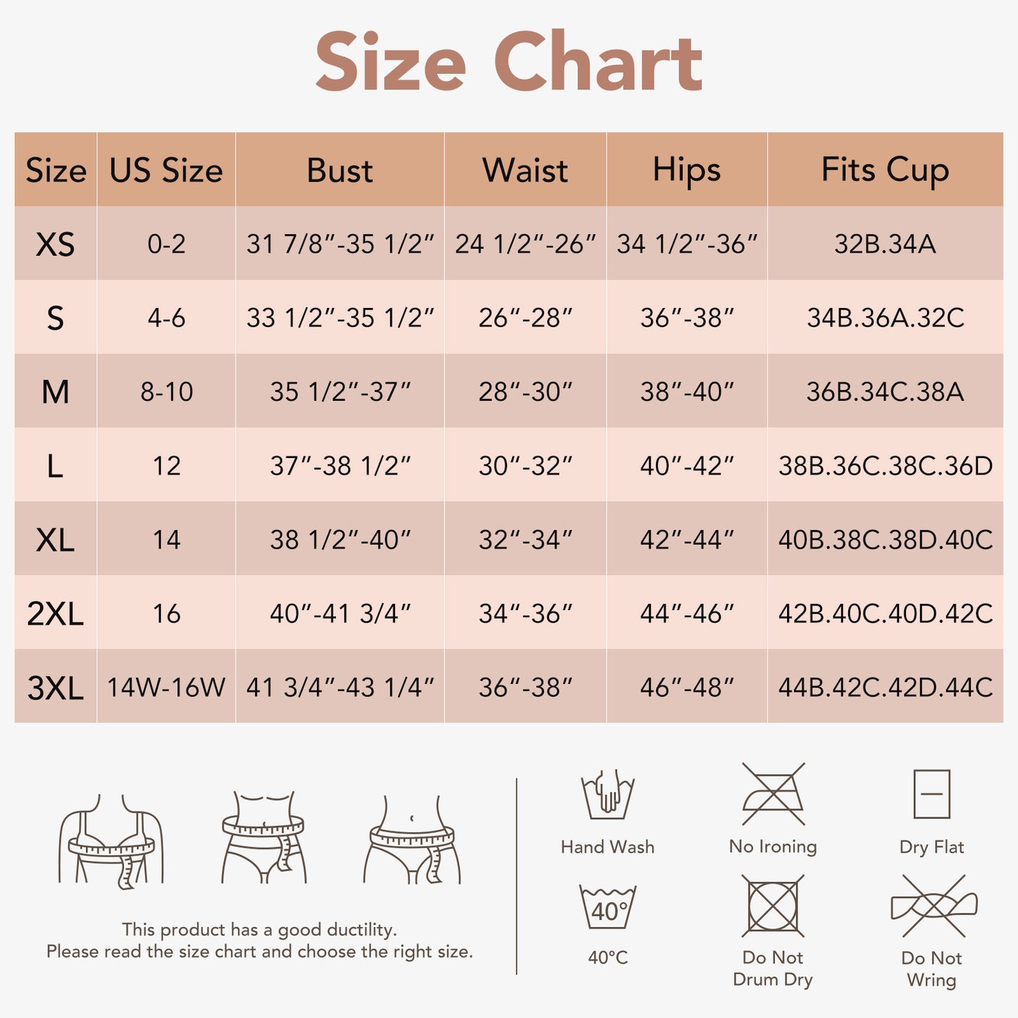 Joyshaper Seamless Tank With Padded Bra size chart