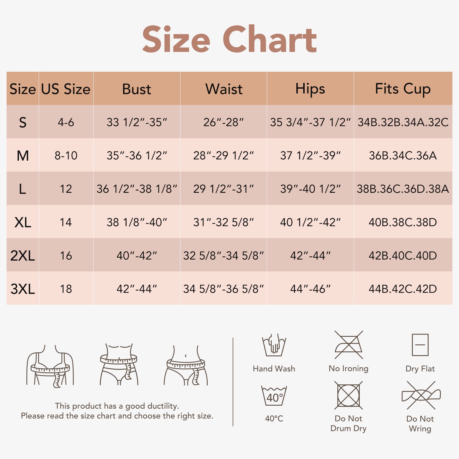 Joyshaper V-Neck Lace Mid-Thigh Shapewear Bodysuit size chart